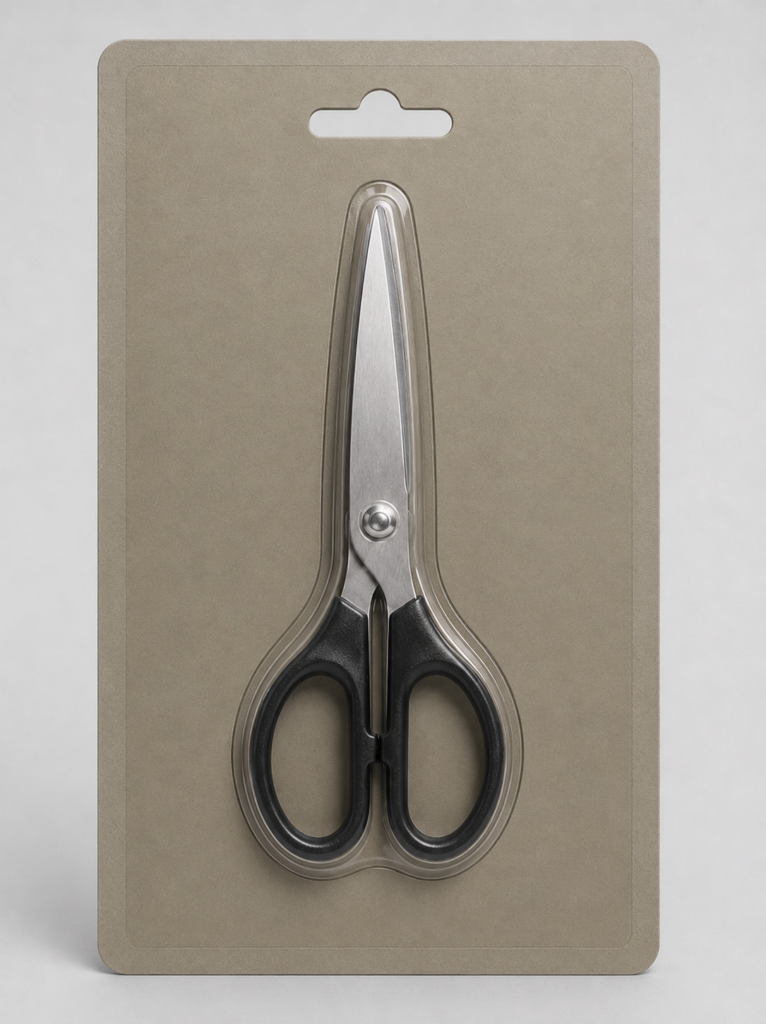 Doppelkartenblister mit Schere In Doppelkartenblister verpackte Schere